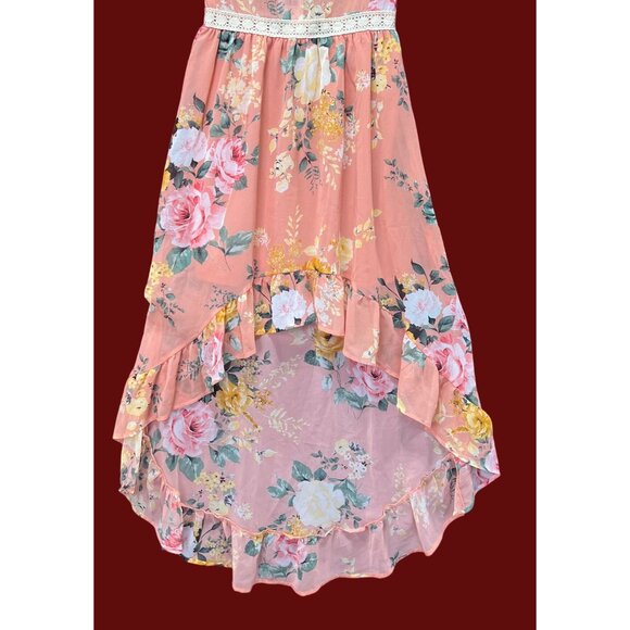 Rue 21 - Women's Summer Sleeveless High Low Hem Ruffle Floral Dress - Pink - S - Picture 14 of 16